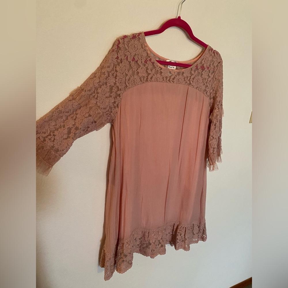 Chic Lace Mini Dress in Blush